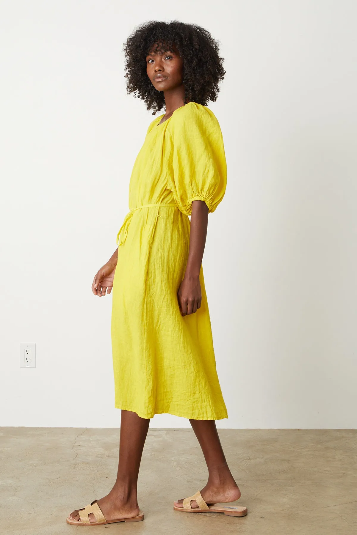 ELLY LINEN MIDI DRESS