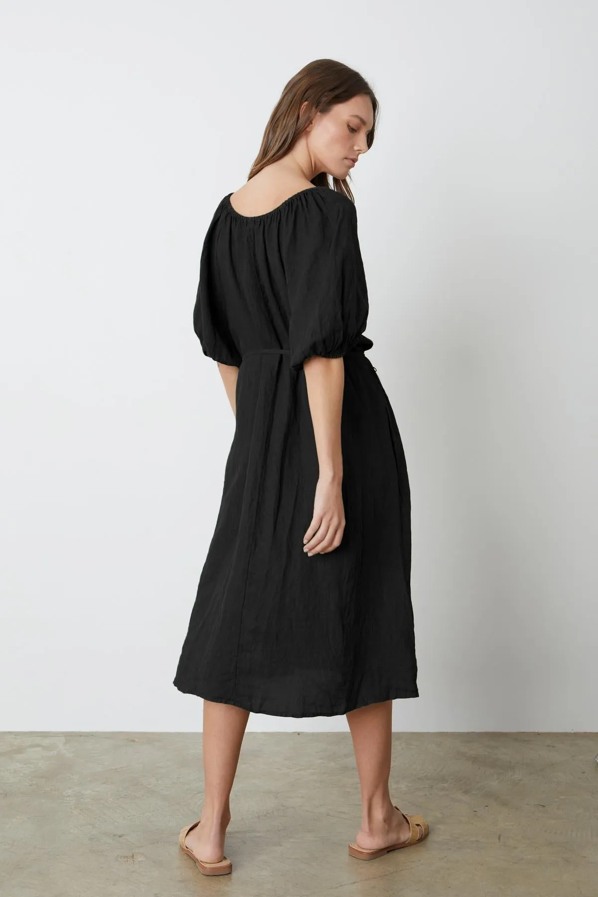 ELLY LINEN MIDI DRESS