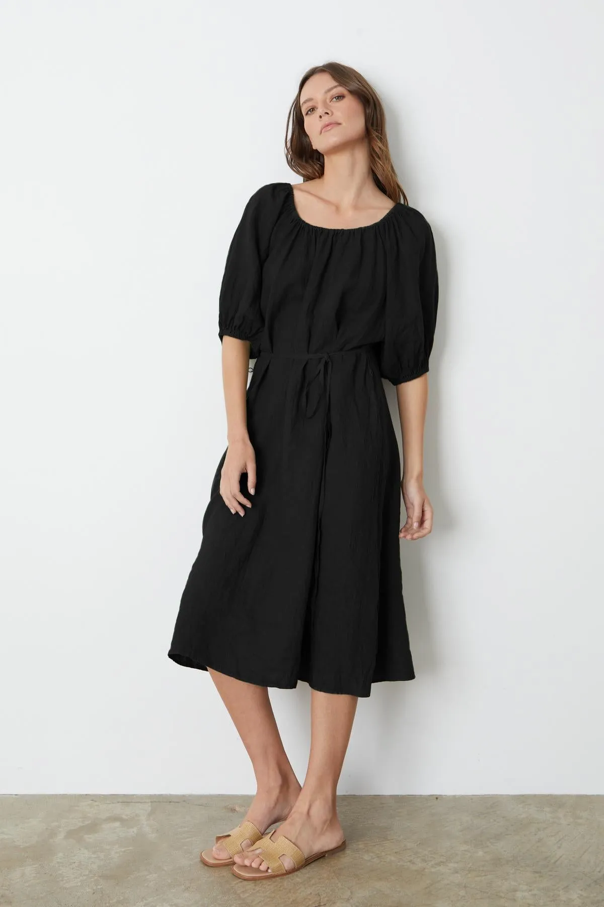 ELLY LINEN MIDI DRESS