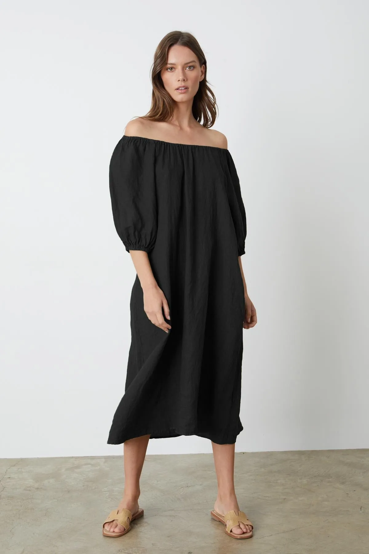 ELLY LINEN MIDI DRESS