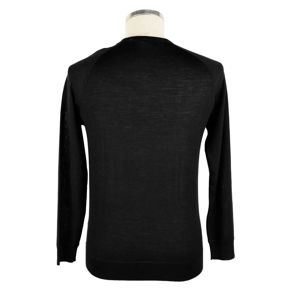 Emilio Romanelli Black Wool Men Sweater