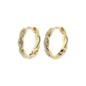 EZO twirled crystal hoops gold-plated