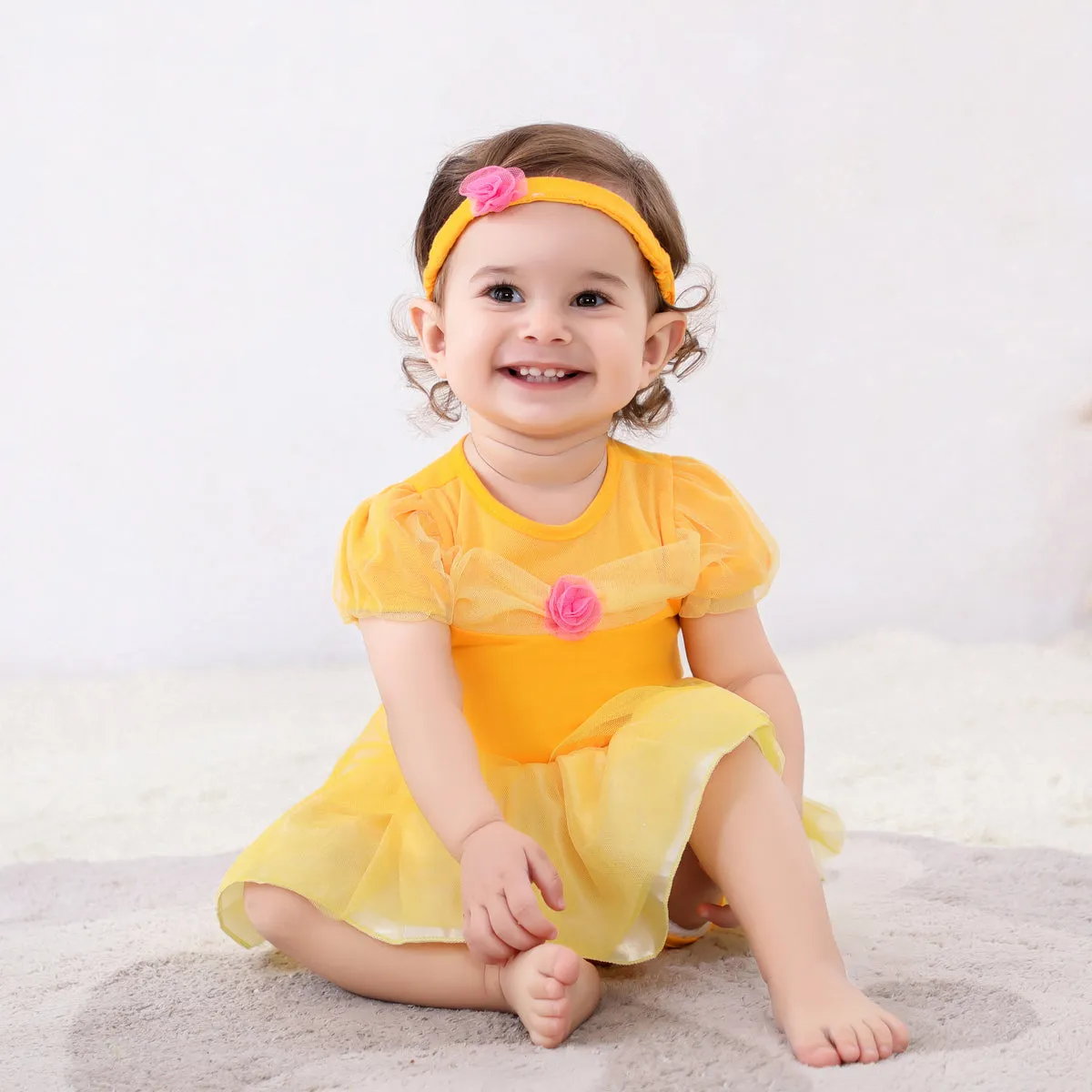 FC268 - Baby Girl Princess Romper Costumes Onesie Dress Bodysuit with Headband