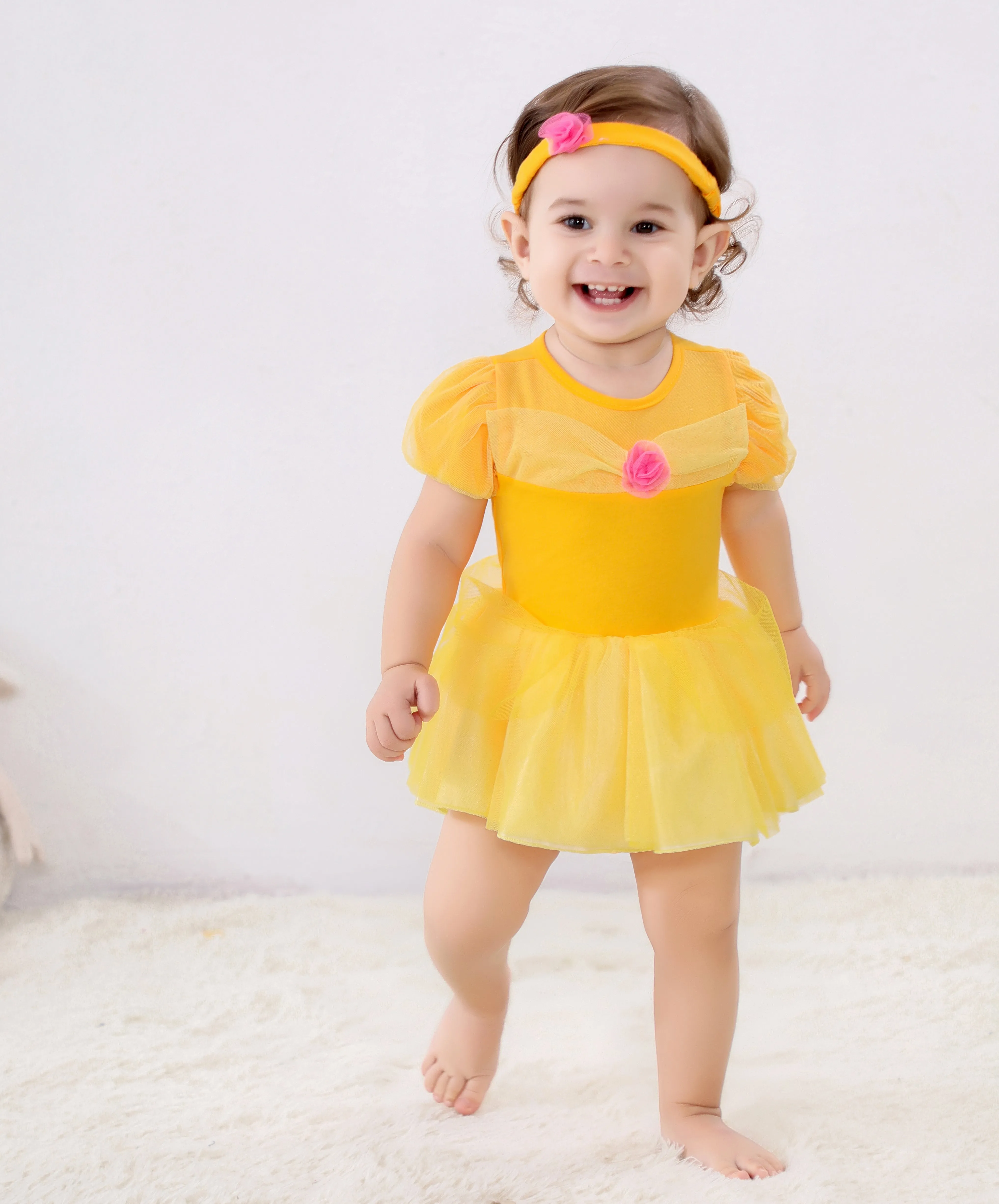 FC268 - Baby Girl Princess Romper Costumes Onesie Dress Bodysuit with Headband