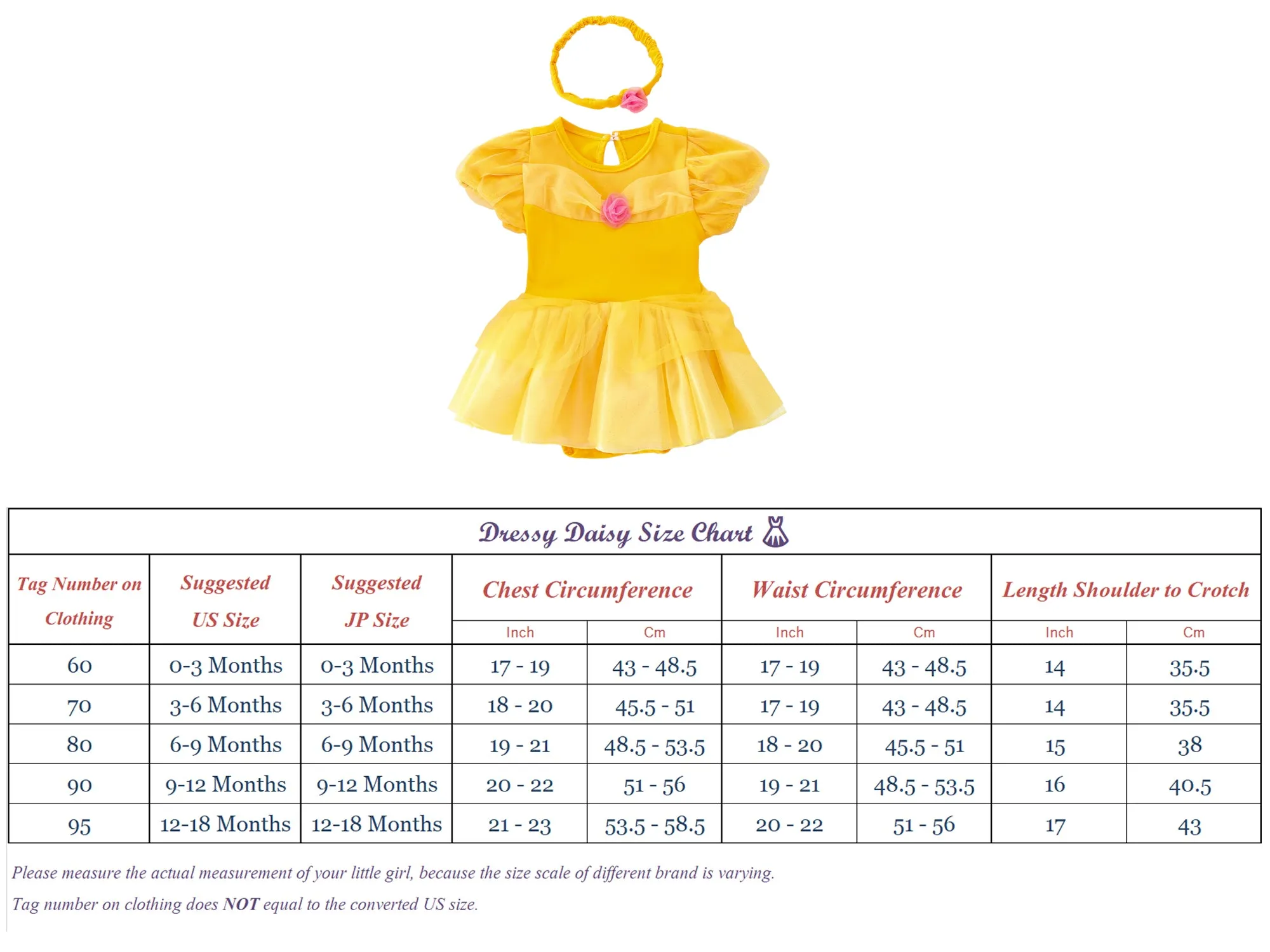 FC268 - Baby Girl Princess Romper Costumes Onesie Dress Bodysuit with Headband