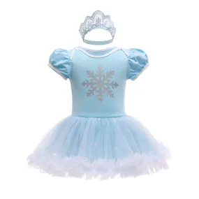 FC296 - Baby Girl Princess Romper Costumes Onesie Dress Bodysuit with Headband