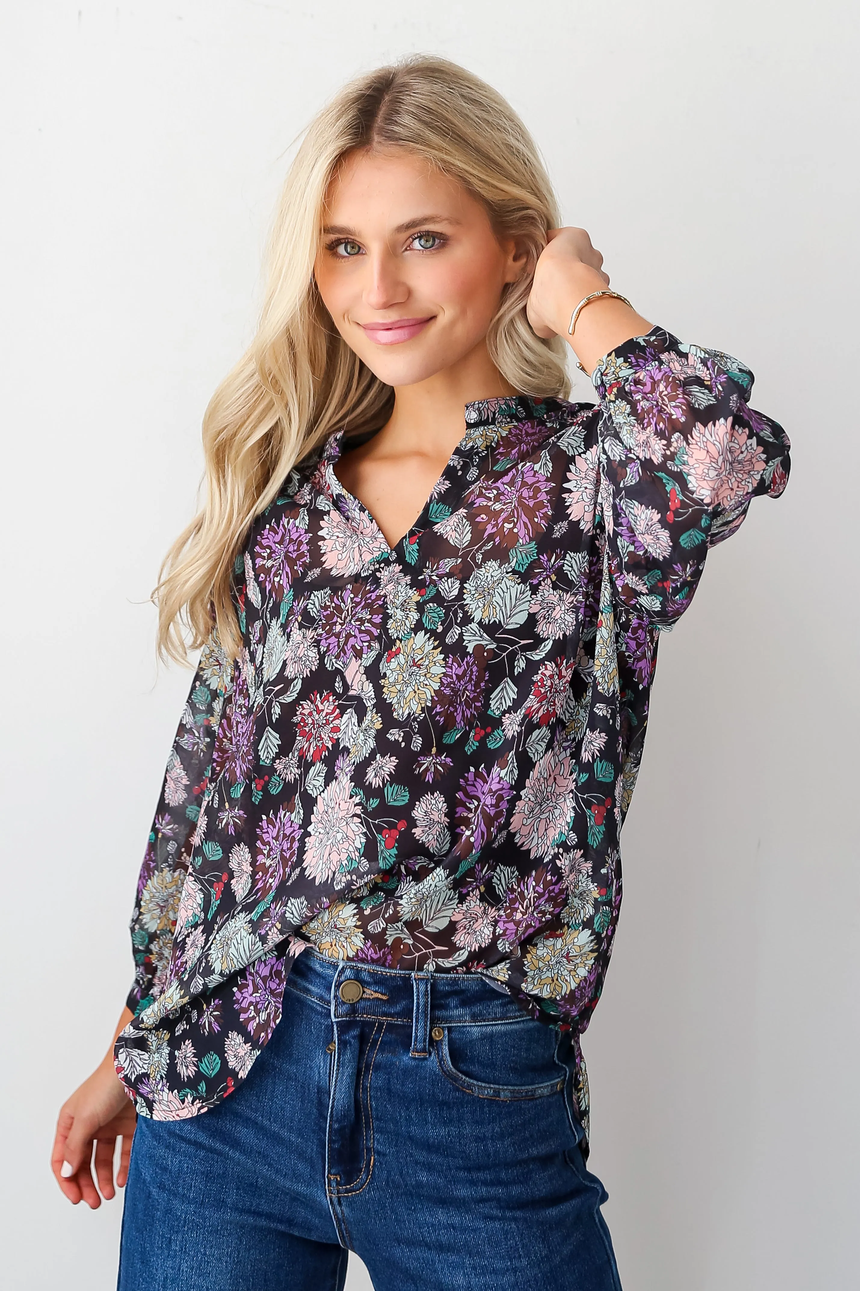 FINAL SALE - In My Dreams Black Floral Blouse