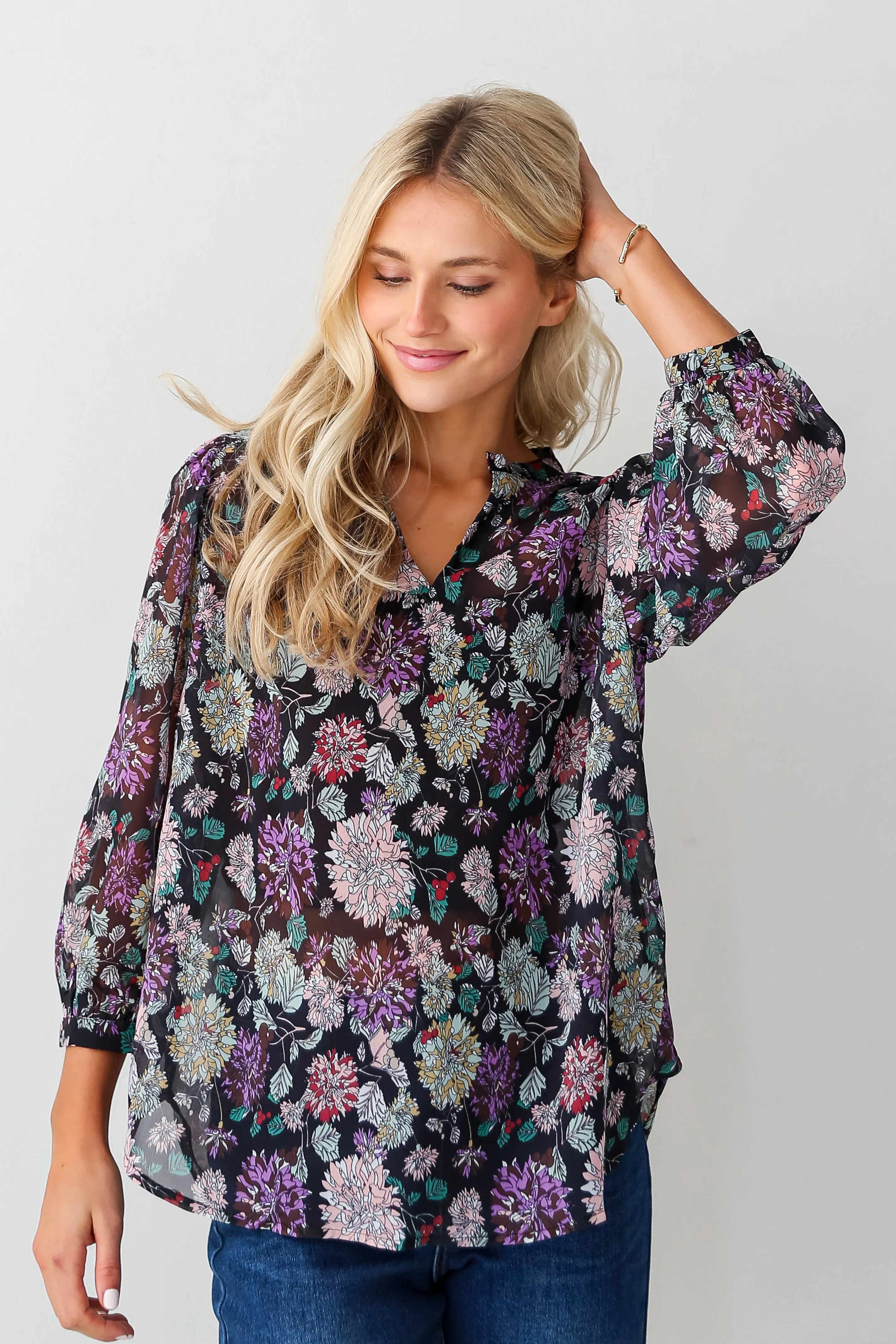 FINAL SALE - In My Dreams Black Floral Blouse