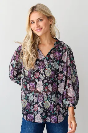 FINAL SALE - In My Dreams Black Floral Blouse