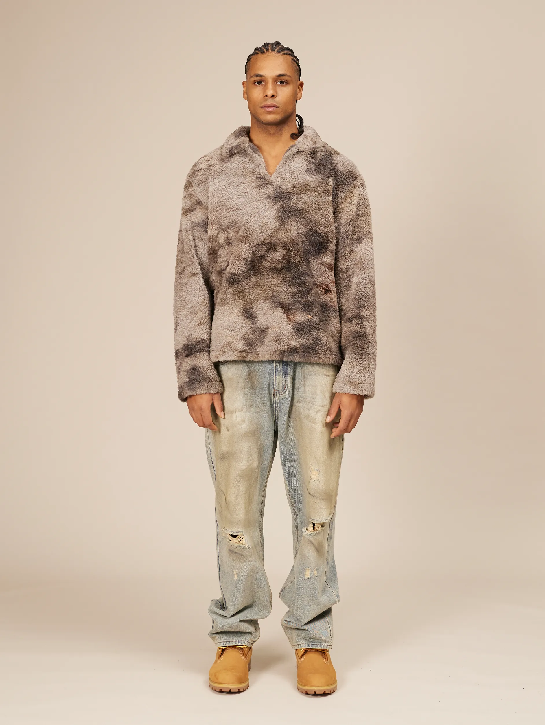 FLEECE POLO TIE DYE "GREY"