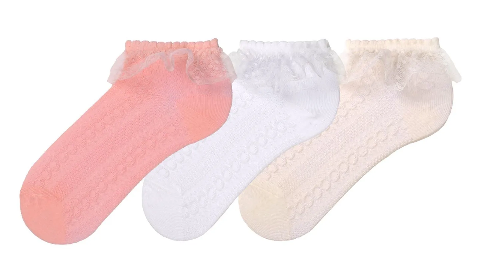 Girls Frilly Lace Socks 3Pk (2-8yrs)