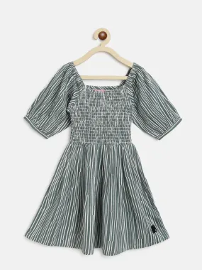 Girls Grey Striped Dress