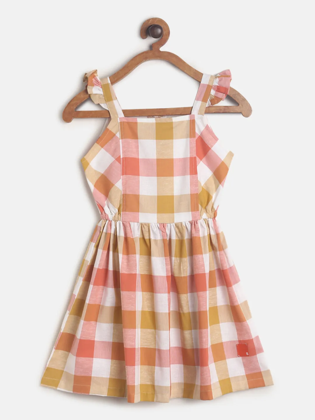 Girls Multicolor Checked Dress