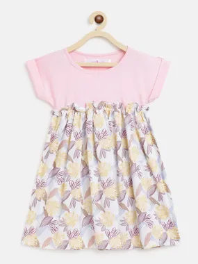 Girls Multicolored Leaf Printed Dress