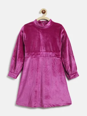 Girls Pink Solid Dress