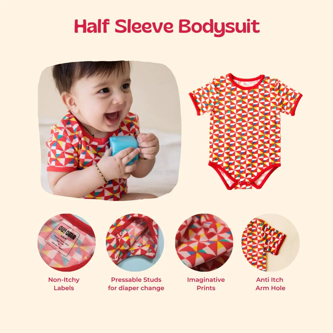 Half Sleeves Bodysuit - Pinwheel Parade