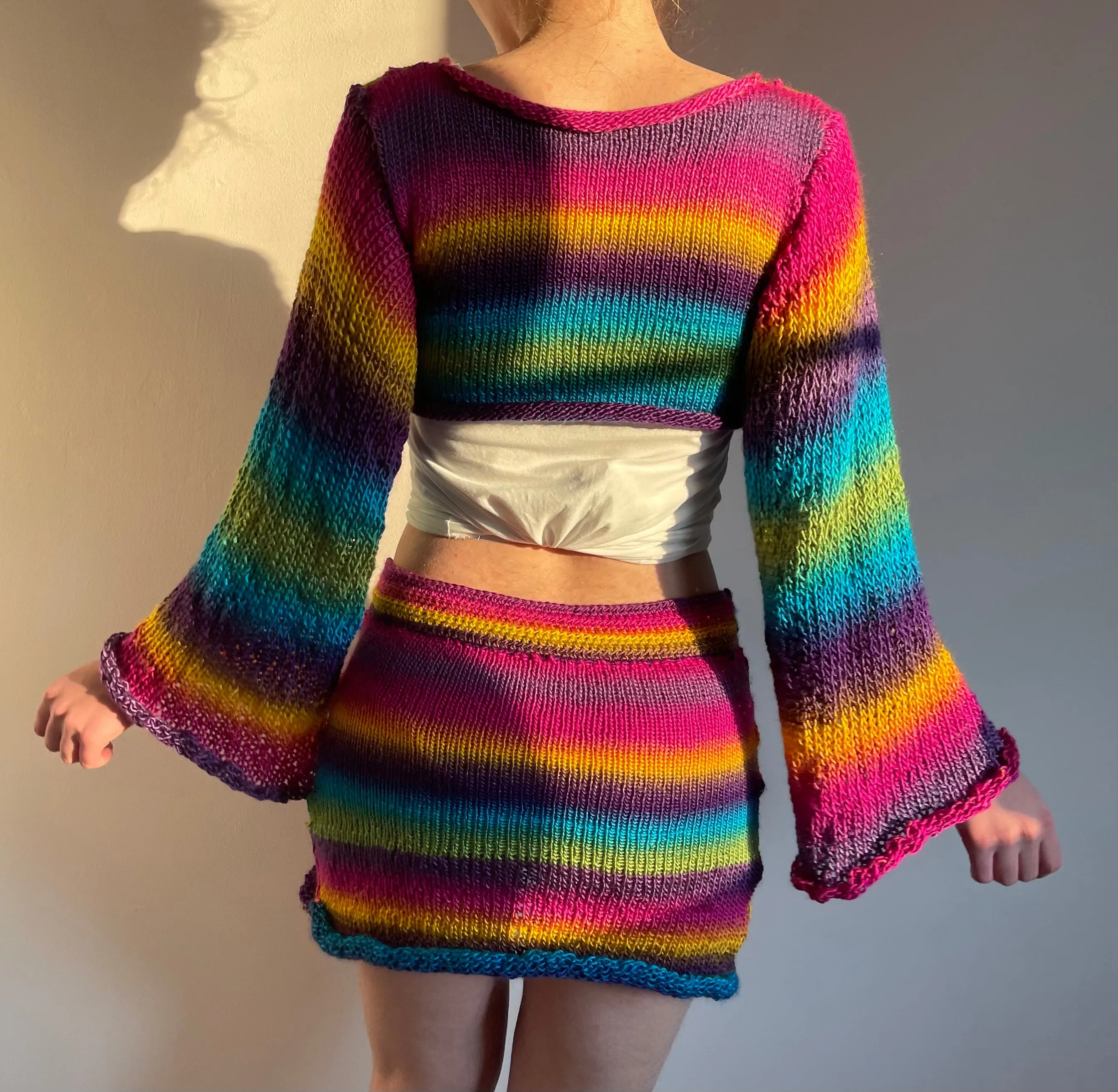 Handmade knitted ombré cropped jumper - Sunshine colourway