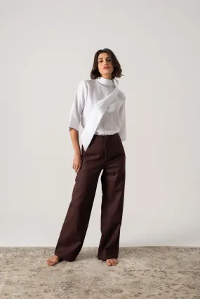 Hanne Linen Trouser Brown Espresso