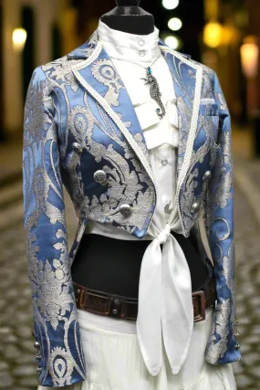 HARLEQUIN TAILCOAT - SATIN BROCADE - ICE BLUE