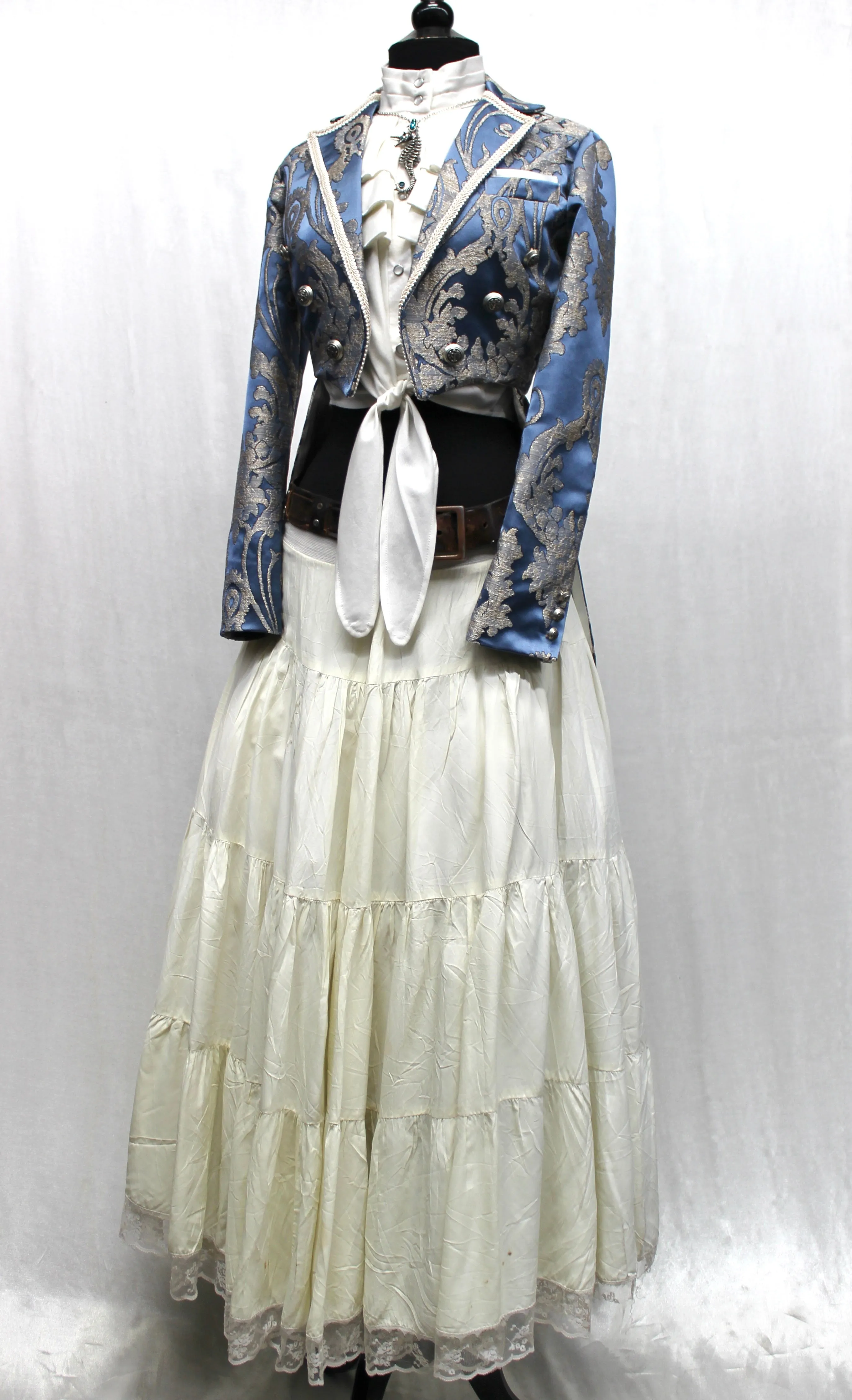 HARLEQUIN TAILCOAT - SATIN BROCADE - ICE BLUE