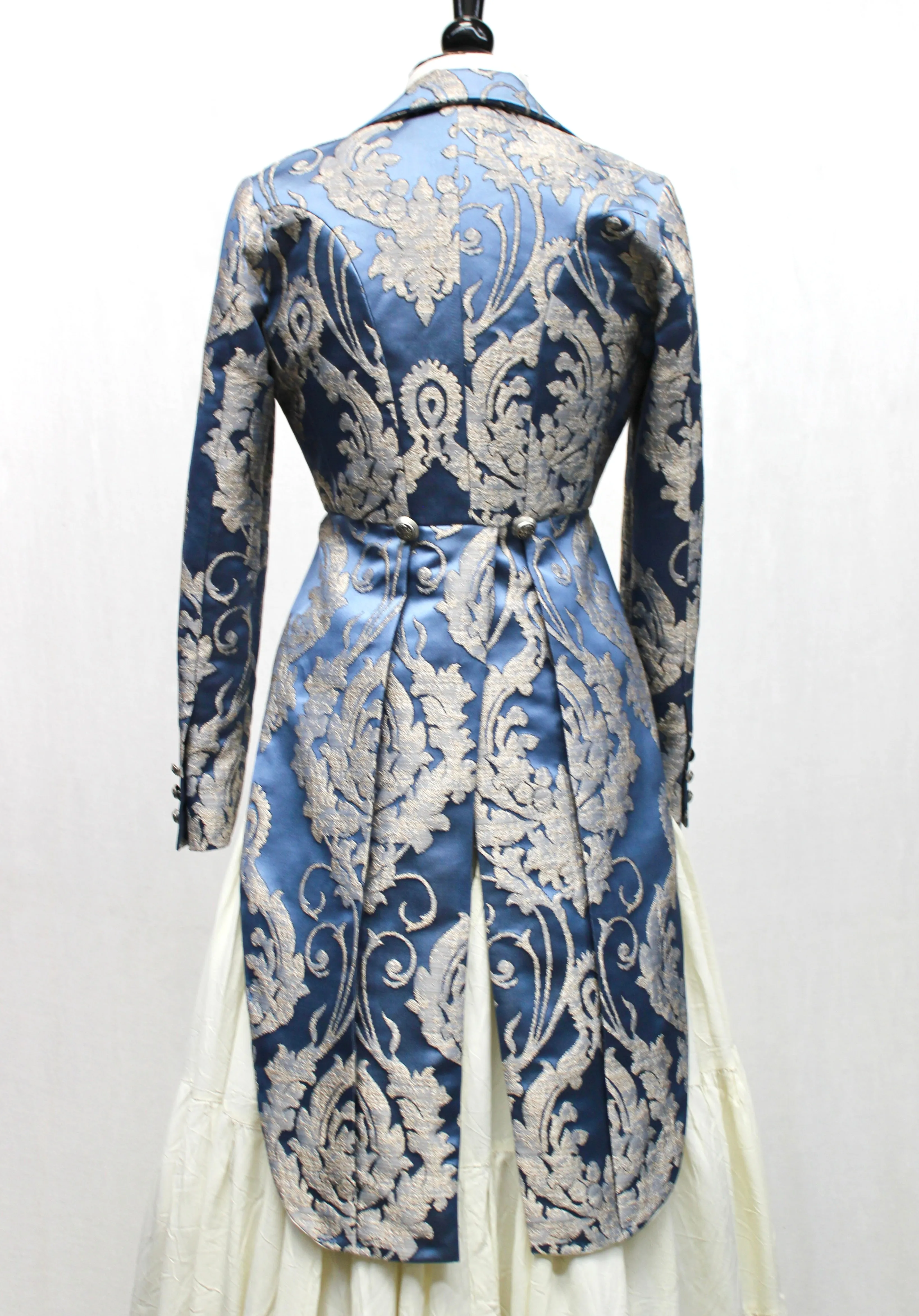 HARLEQUIN TAILCOAT - SATIN BROCADE - ICE BLUE