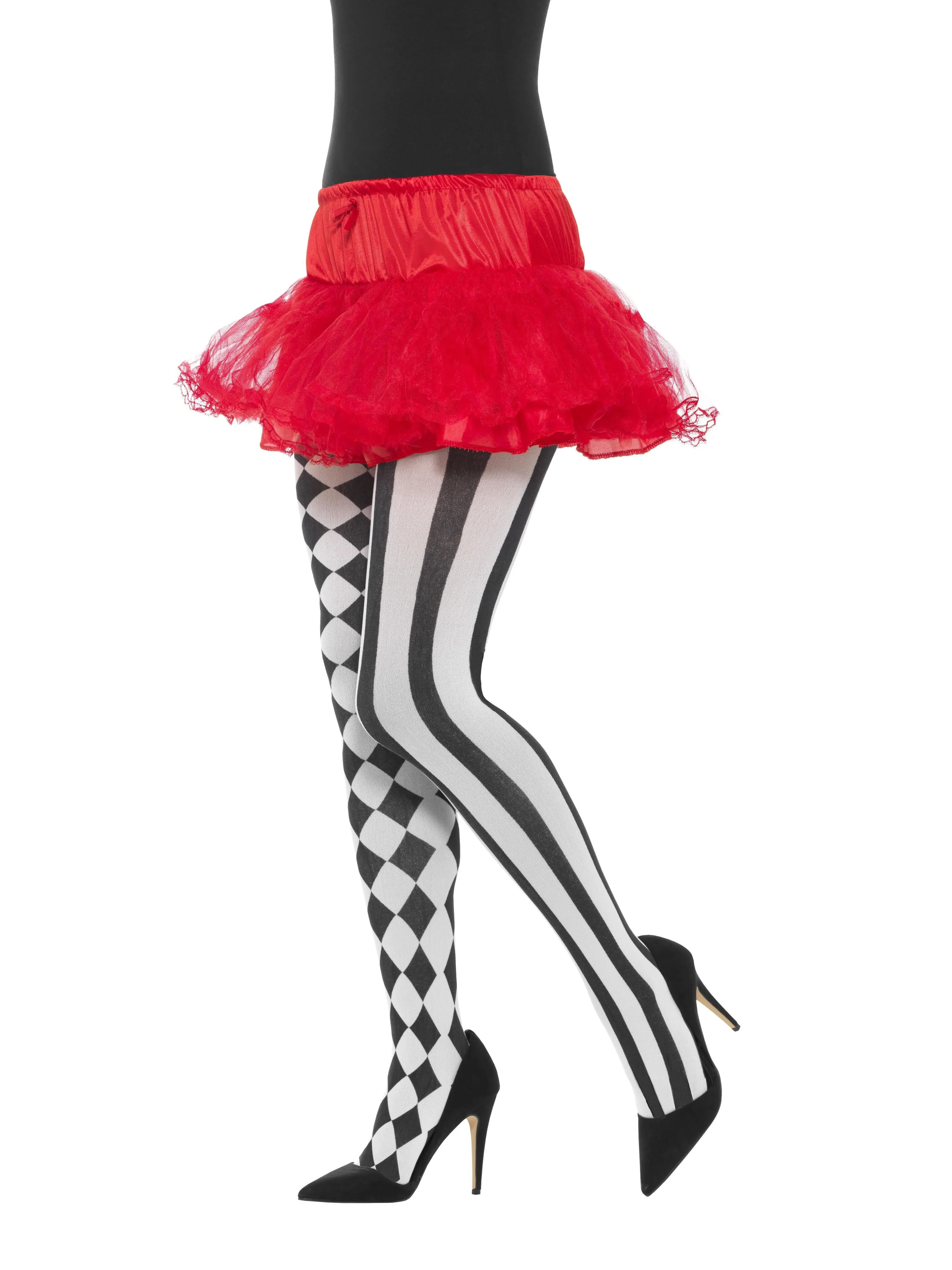 Harlequin Tights, White & Black