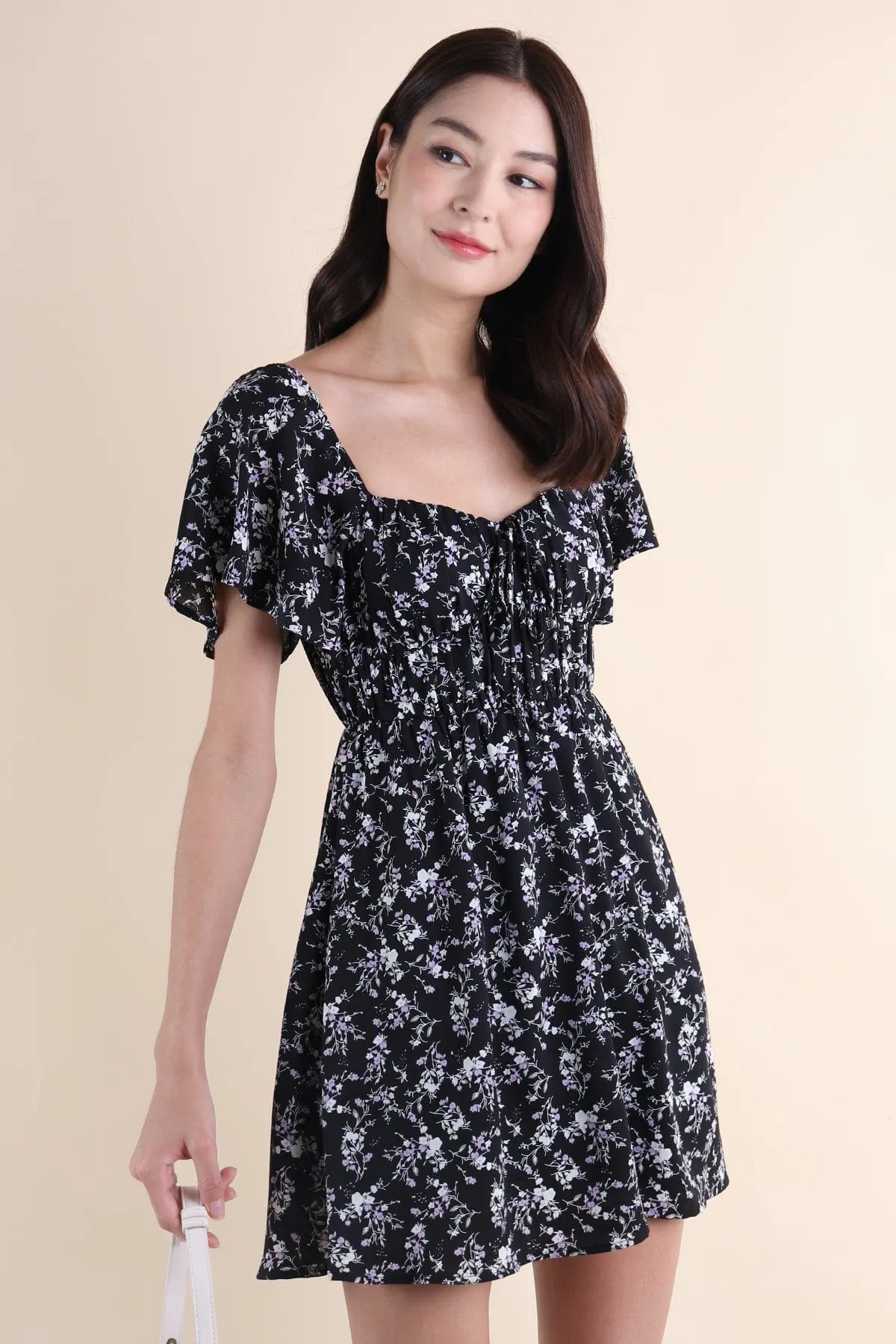 HAYLEY FLORAL DRESS IN BLACK