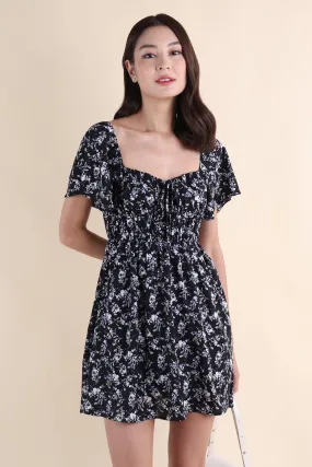 HAYLEY FLORAL DRESS IN BLACK