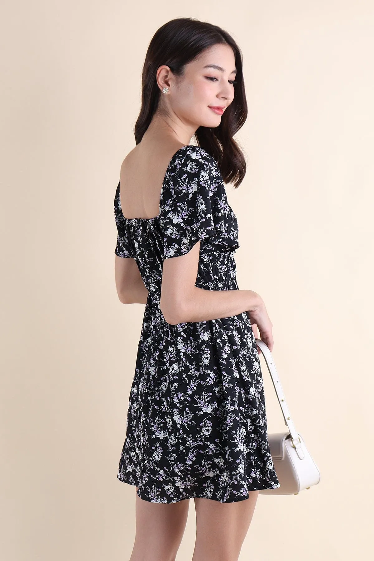 HAYLEY FLORAL DRESS IN BLACK