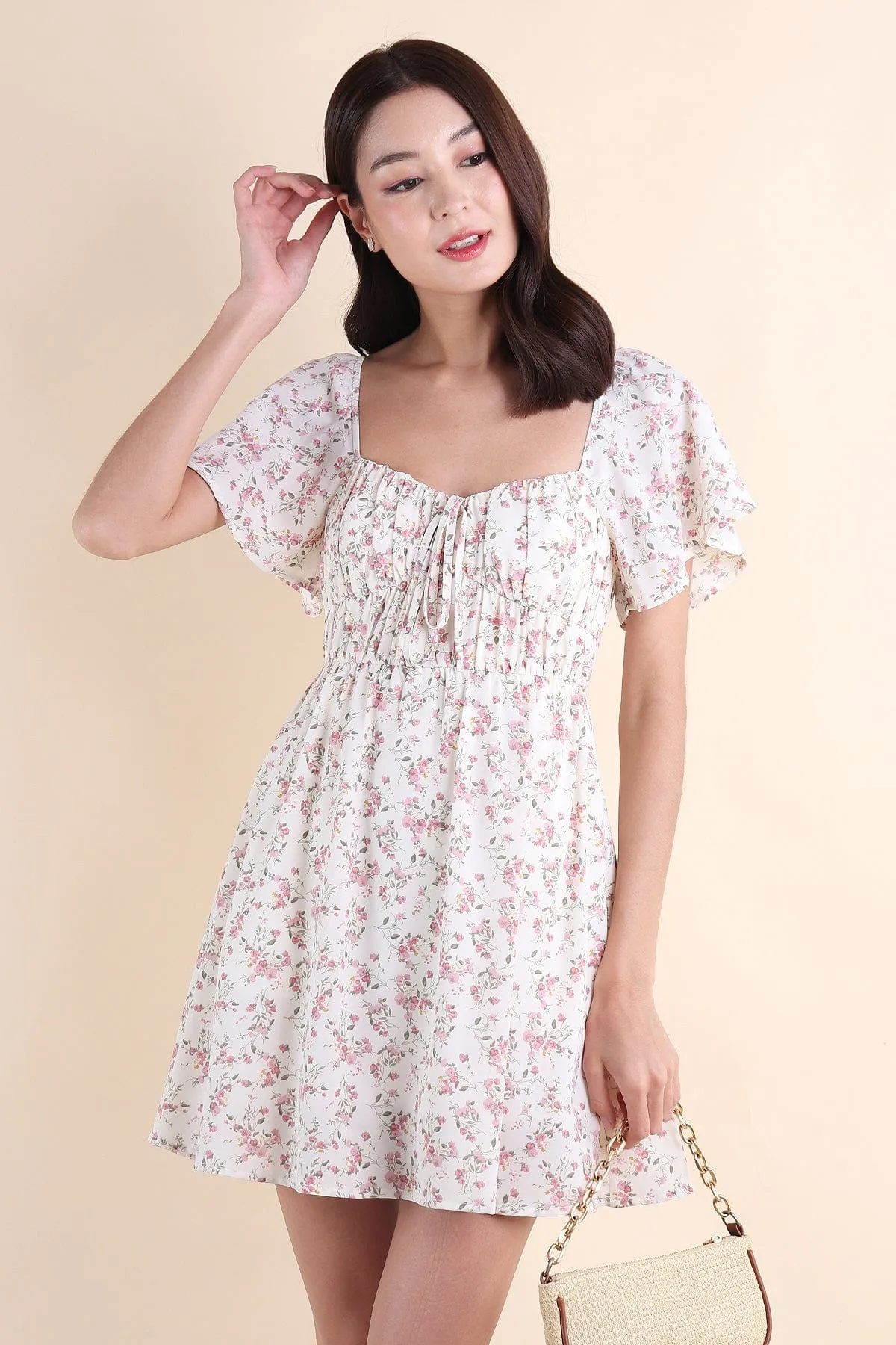 HAYLEY FLORAL DRESS IN WHITE