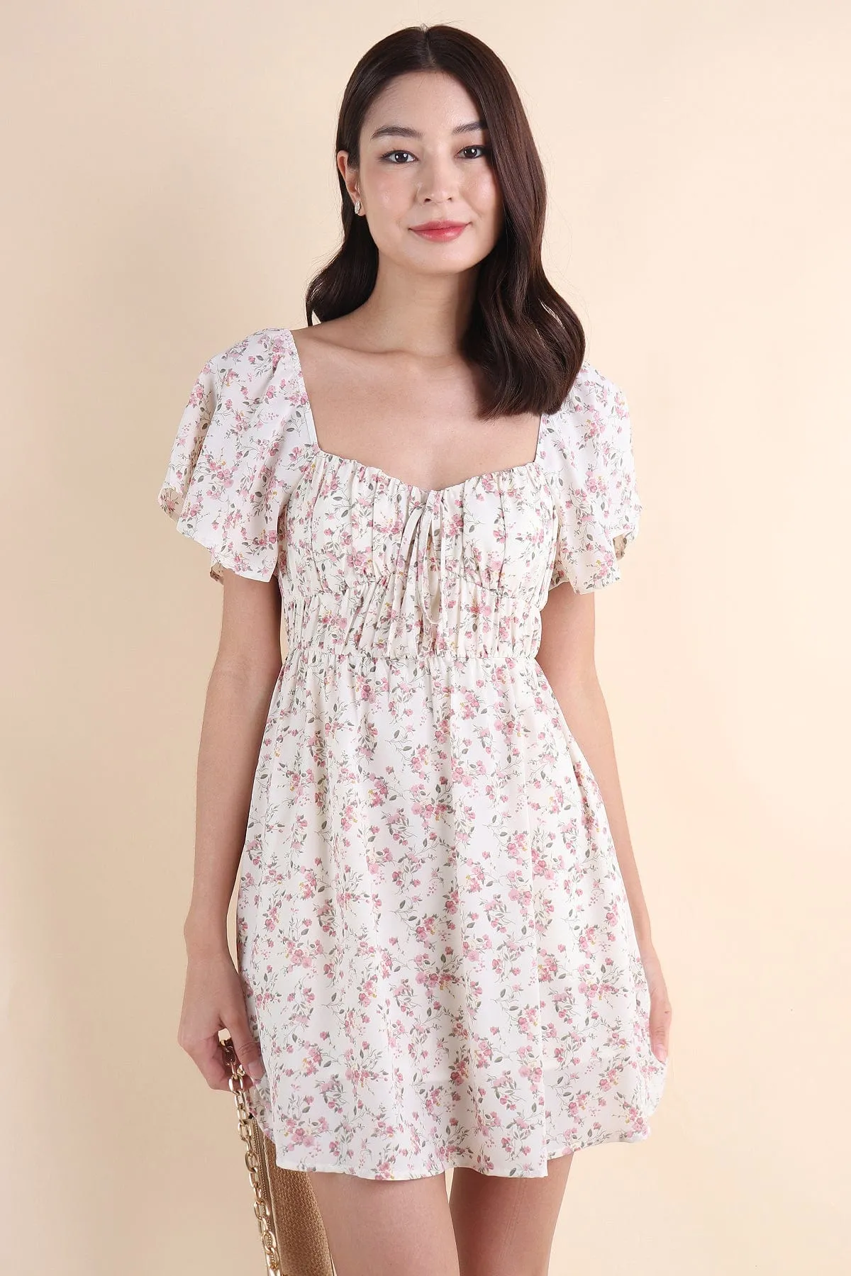 HAYLEY FLORAL DRESS IN WHITE