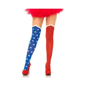 Hero Opaque Tights With Sheer Thigh O/S Blue, Red