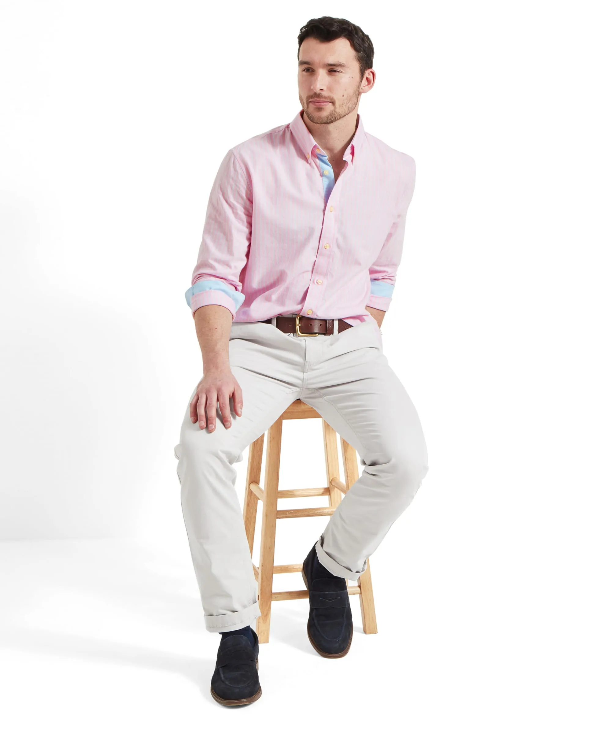 Holt Soft Oxford Tailored Shirt - Pink/Blue Stripe