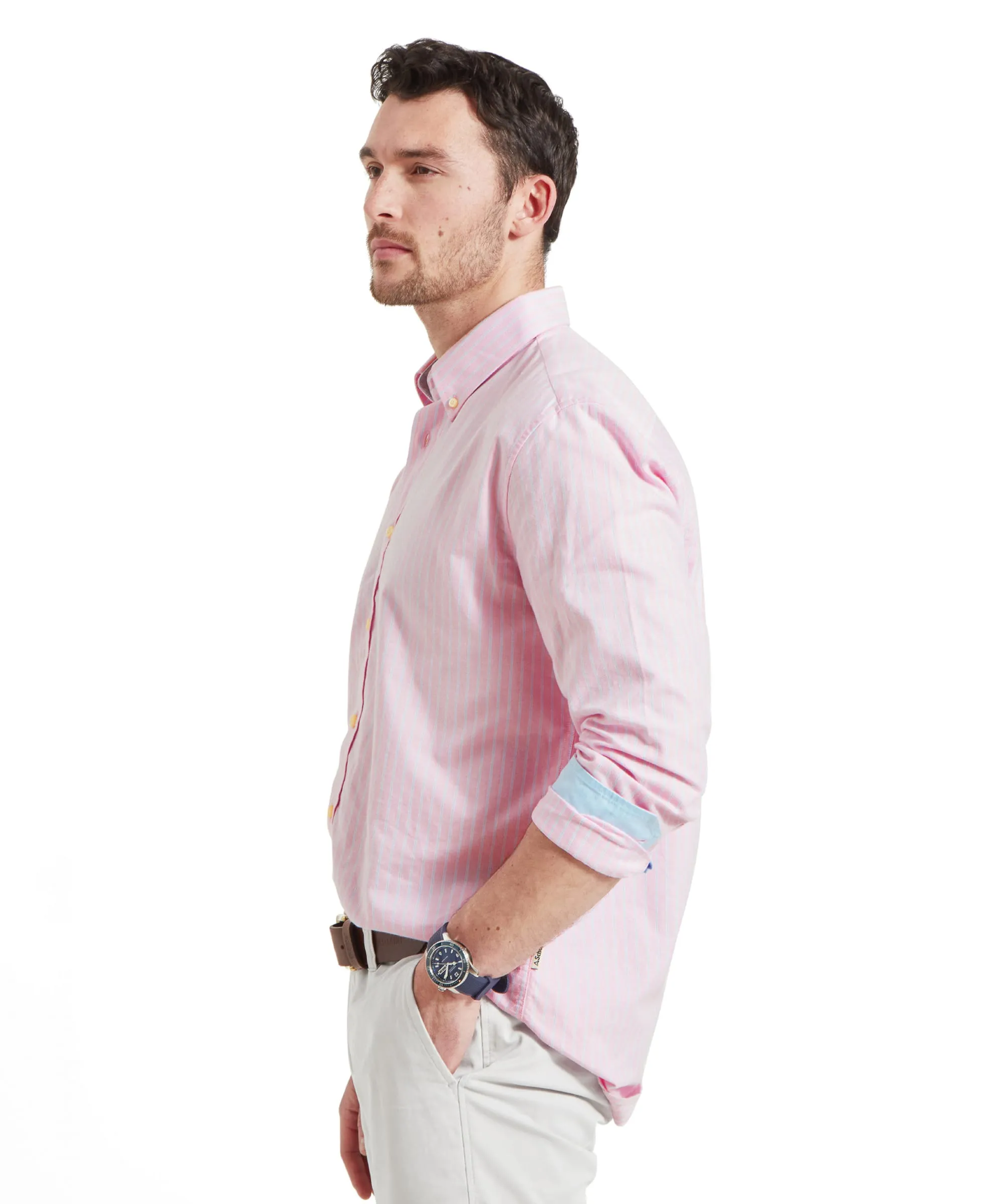 Holt Soft Oxford Tailored Shirt - Pink/Blue Stripe