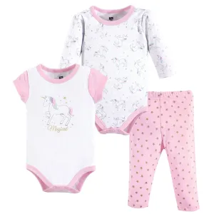 Hudson Baby Cotton Bodysuit and Pant Set, Magical Unicorn