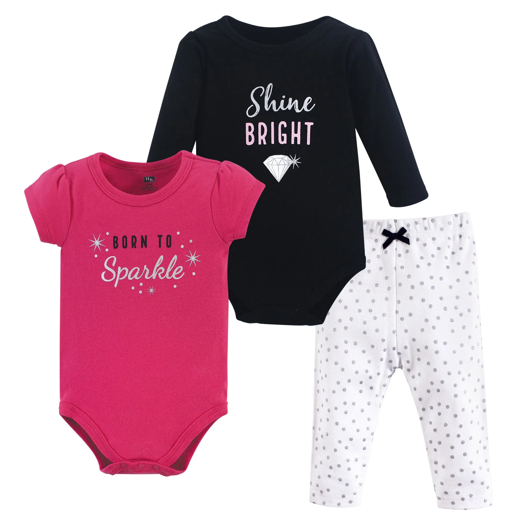 Hudson Baby Cotton Bodysuit and Pant Set, Sparkle