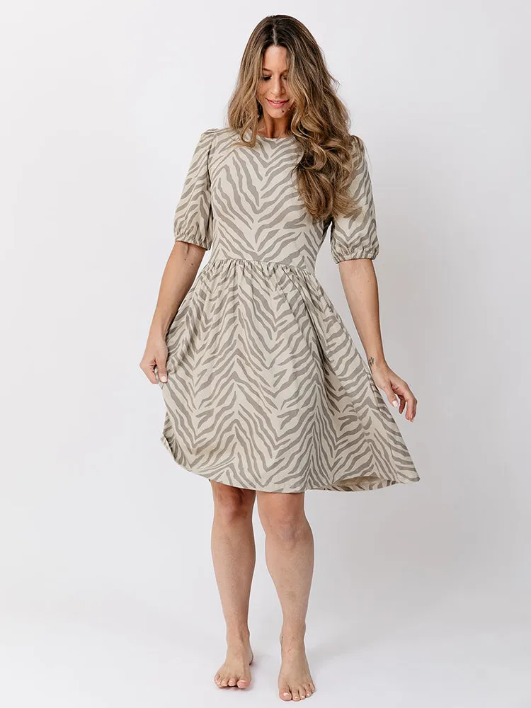 Inez Bubble Sleeve Dress - Savanna Stripe