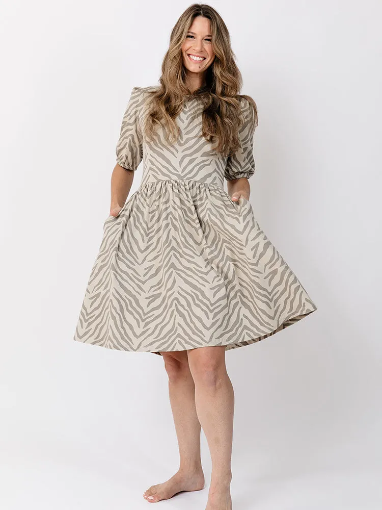 Inez Bubble Sleeve Dress - Savanna Stripe