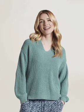 Ingrid Organic Cotton Knit Jumper - Oil Blue