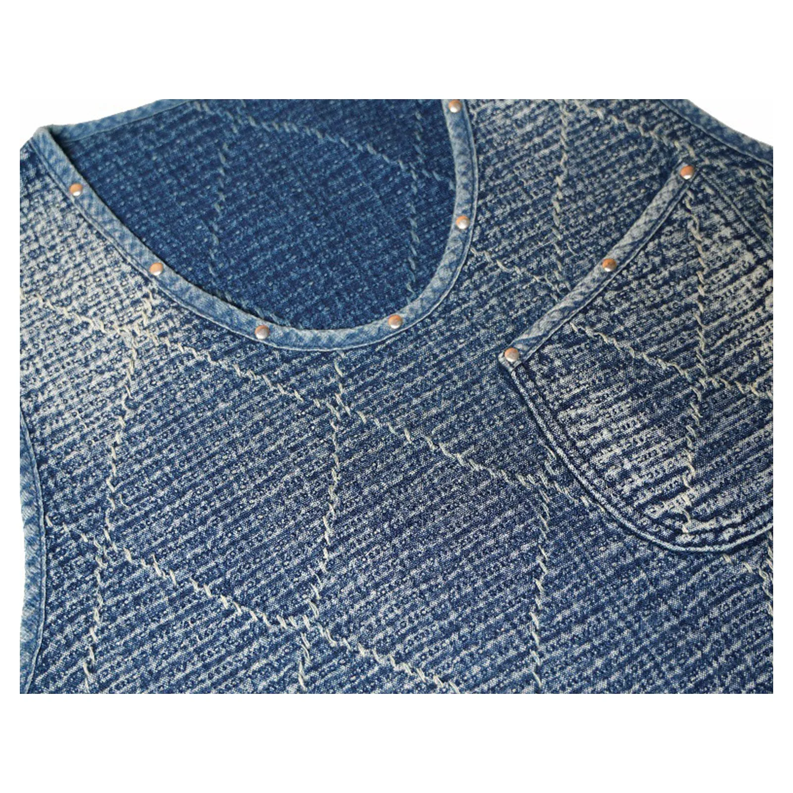 Japanese Retro Plant-dyed Indigo Sashiko Vest