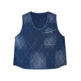 Japanese Retro Plant-dyed Indigo Sashiko Vest