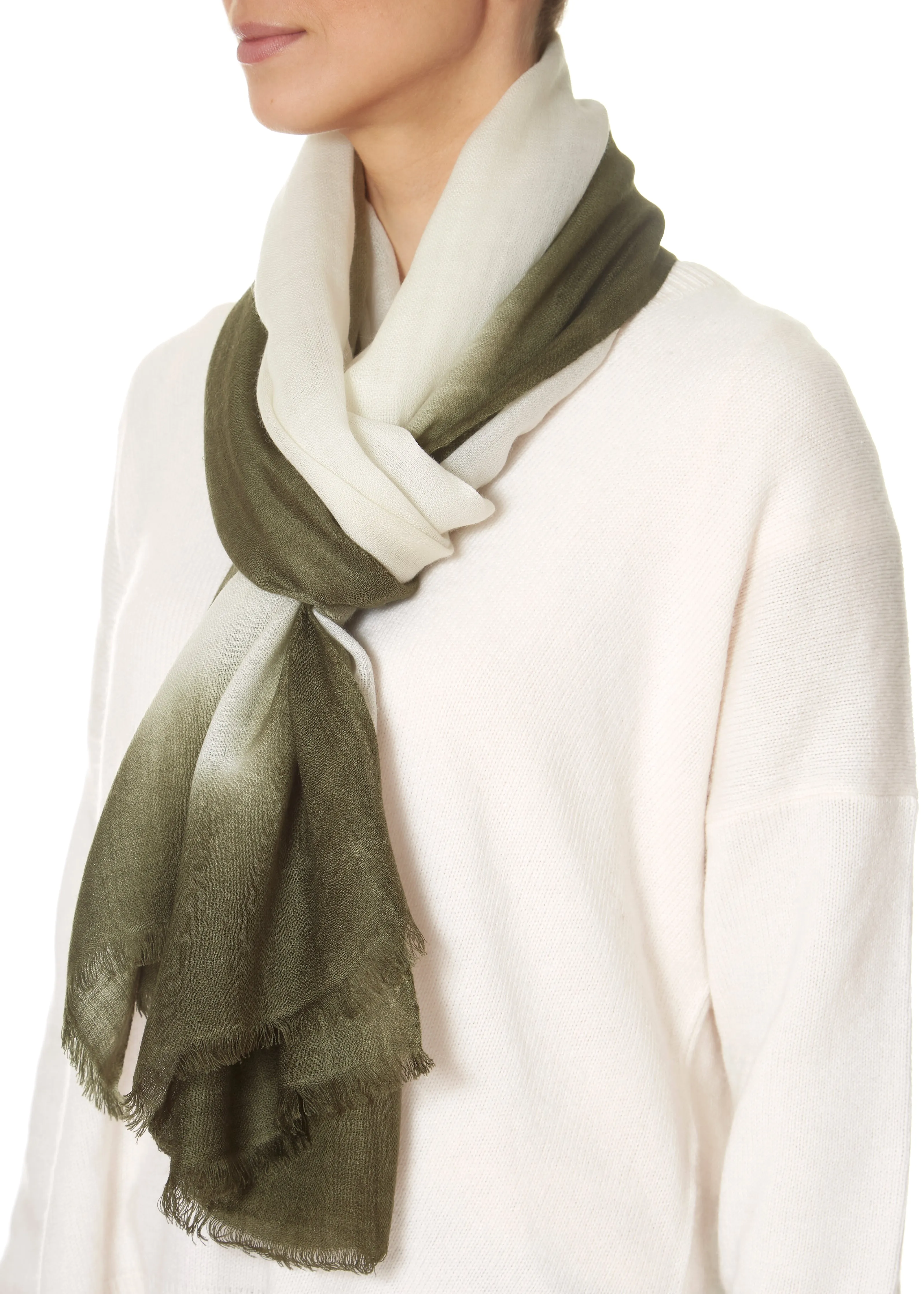 Jessimara Knitwear Contrast Edge Scarf Dark Olive