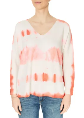 Jessimara Knitwear Papaya Tie Dye Cashmere V-Neck