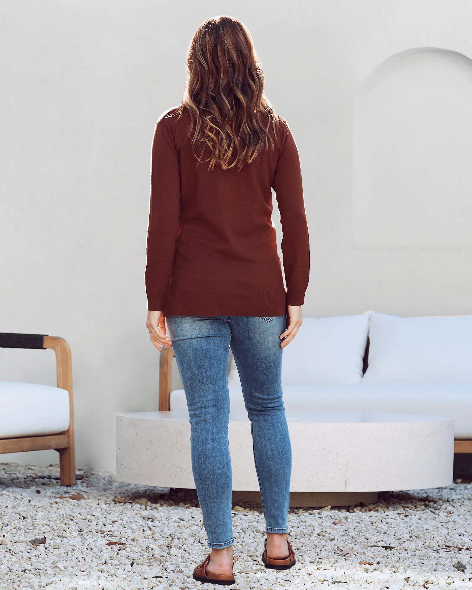 Jolie Maternity Polo Knit in Brown