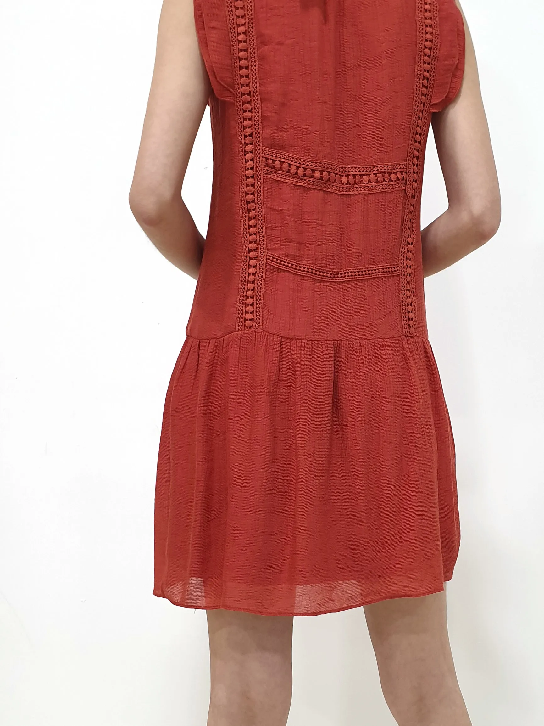 Joyce Crochet Dress - Brick (Non-returnable)