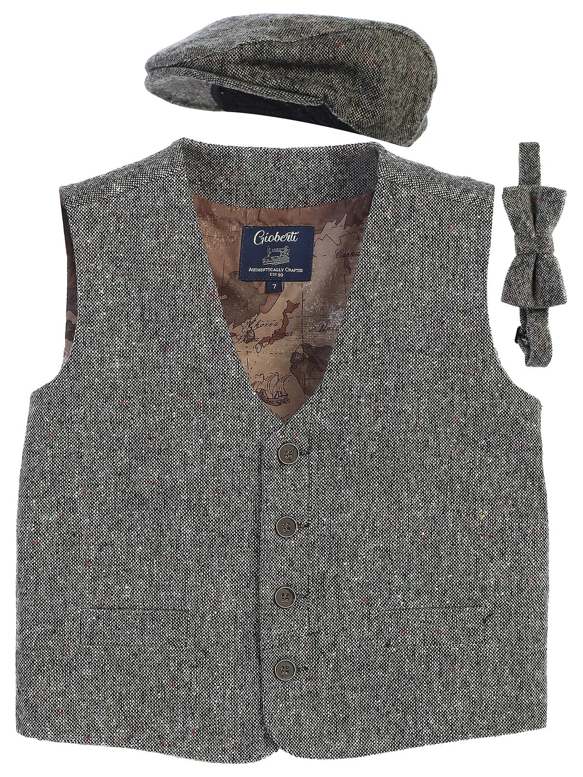 Kid's (2T-7) 3pc Tweed Vest Set