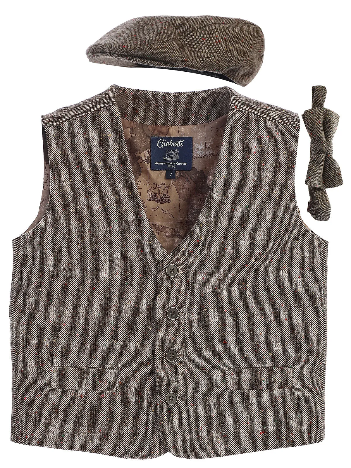 Kid's (2T-7) 3pc Tweed Vest Set