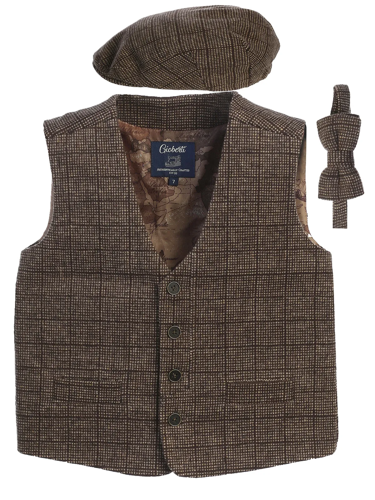 Kid's (2T-7) 3pc Tweed Vest Set