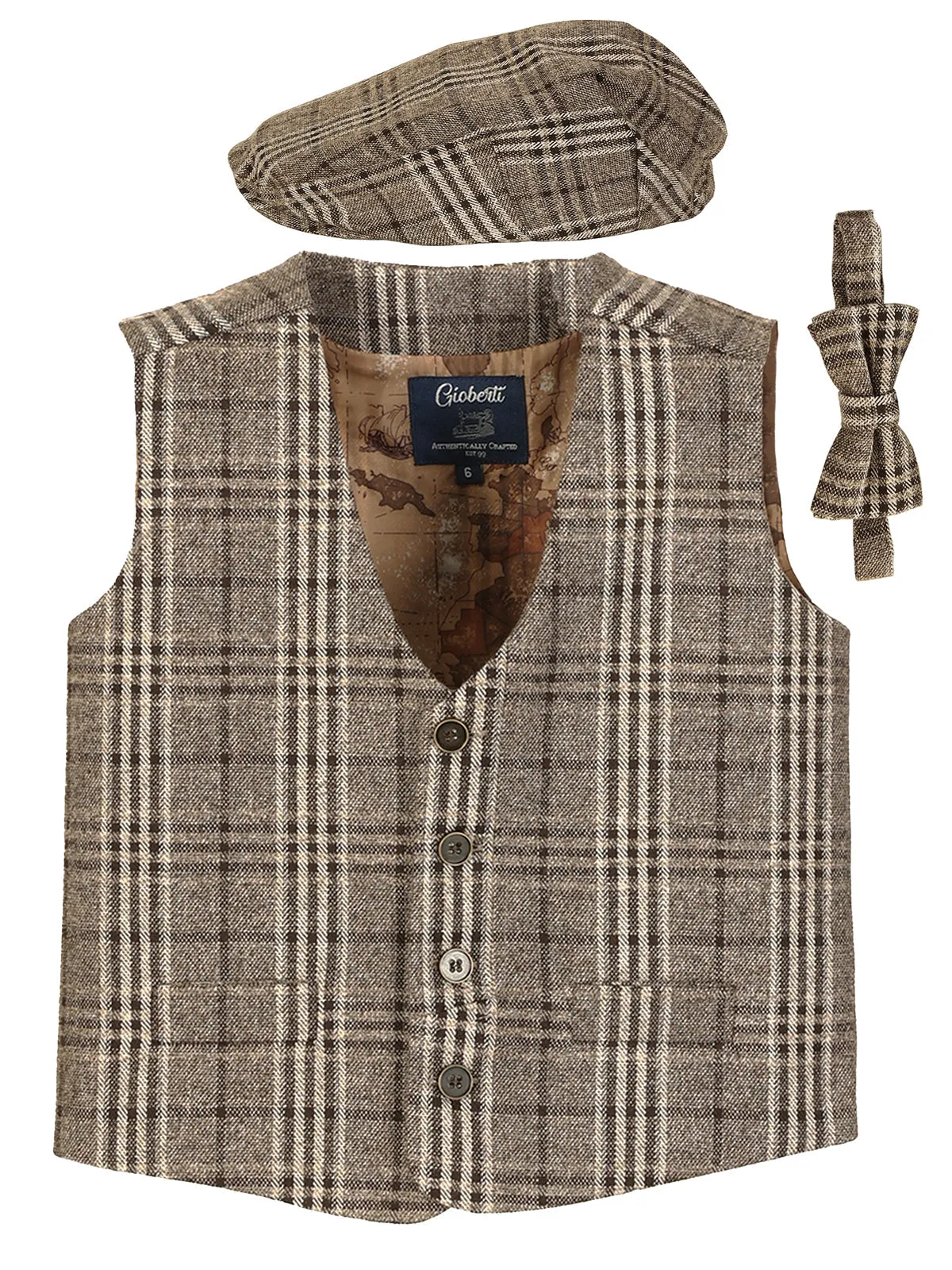 Kid's (2T-7) 3pc Tweed Vest Set