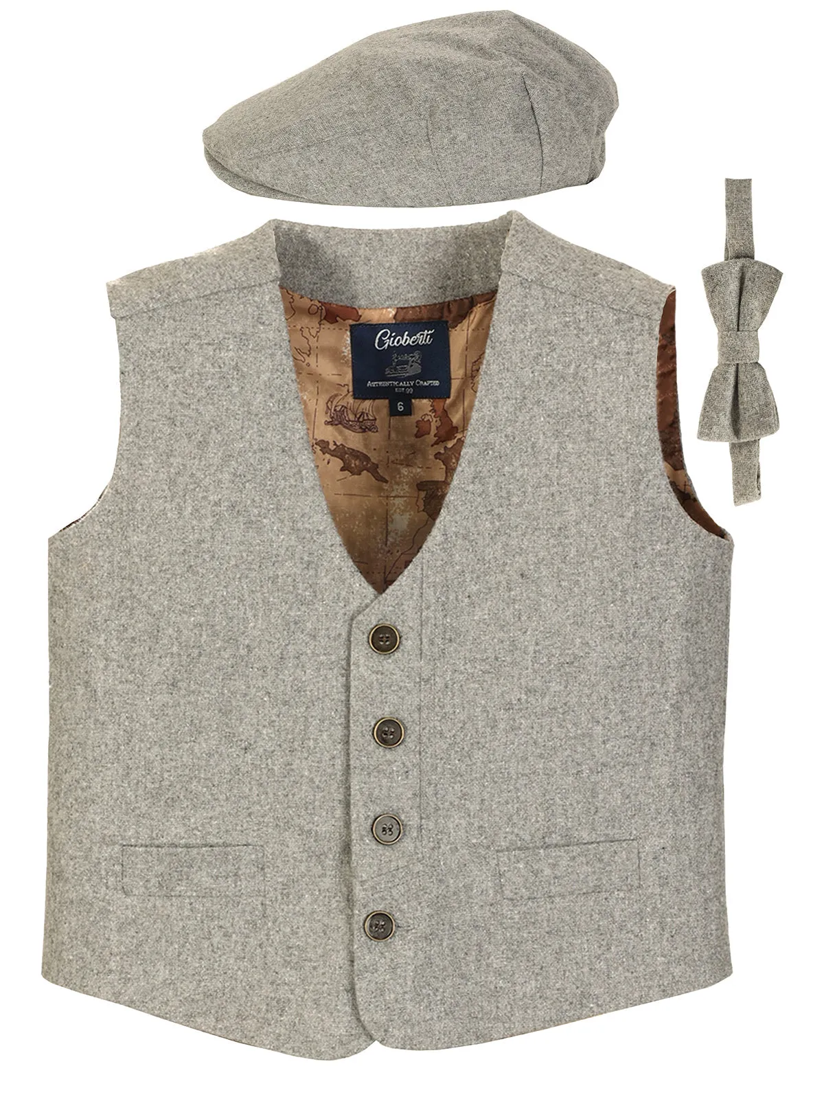 Kid's (2T-7) 3pc Tweed Vest Set